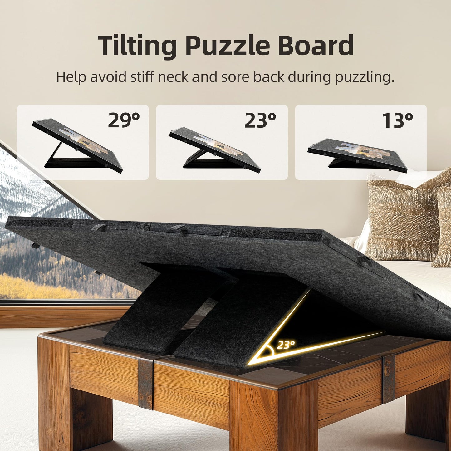 Becko Us 2000 Piece Foldable & Tilting Puzzle Board With 8 Drawers & Cover, Lightweight & Portable Puzzle Table With Built-In Stands For Angle Adjustments, For 2000 1500 1000 Pieces Jigsaw Puzzles