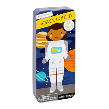 Petit Collage Space Bound Dress Up - Magnetic Game Board With Mix & Match Pieces, Ideal For Ages 3+, Includes 2 Scenes & 25 Crea