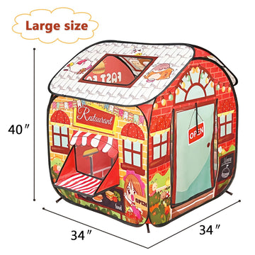 Tikonsyol Kids Play Tent, Pop Up Fast Food Restaurant Play Tent For Kids, Playhouse Indoor Outdoor Folding Portable Play Tent Fo
