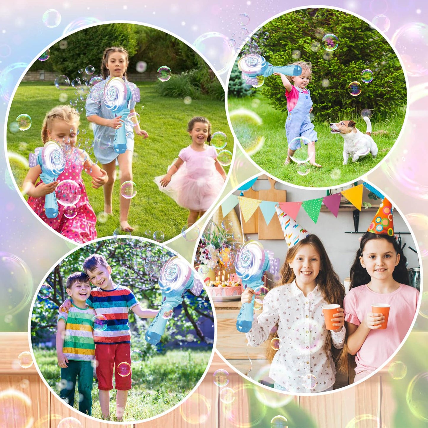 Britik Bubble Wands For Kids Age 4-8: Windmill Light Up Automatic Bubble Machine Rechargeable With 2 Bubble Solution Outdoor Par