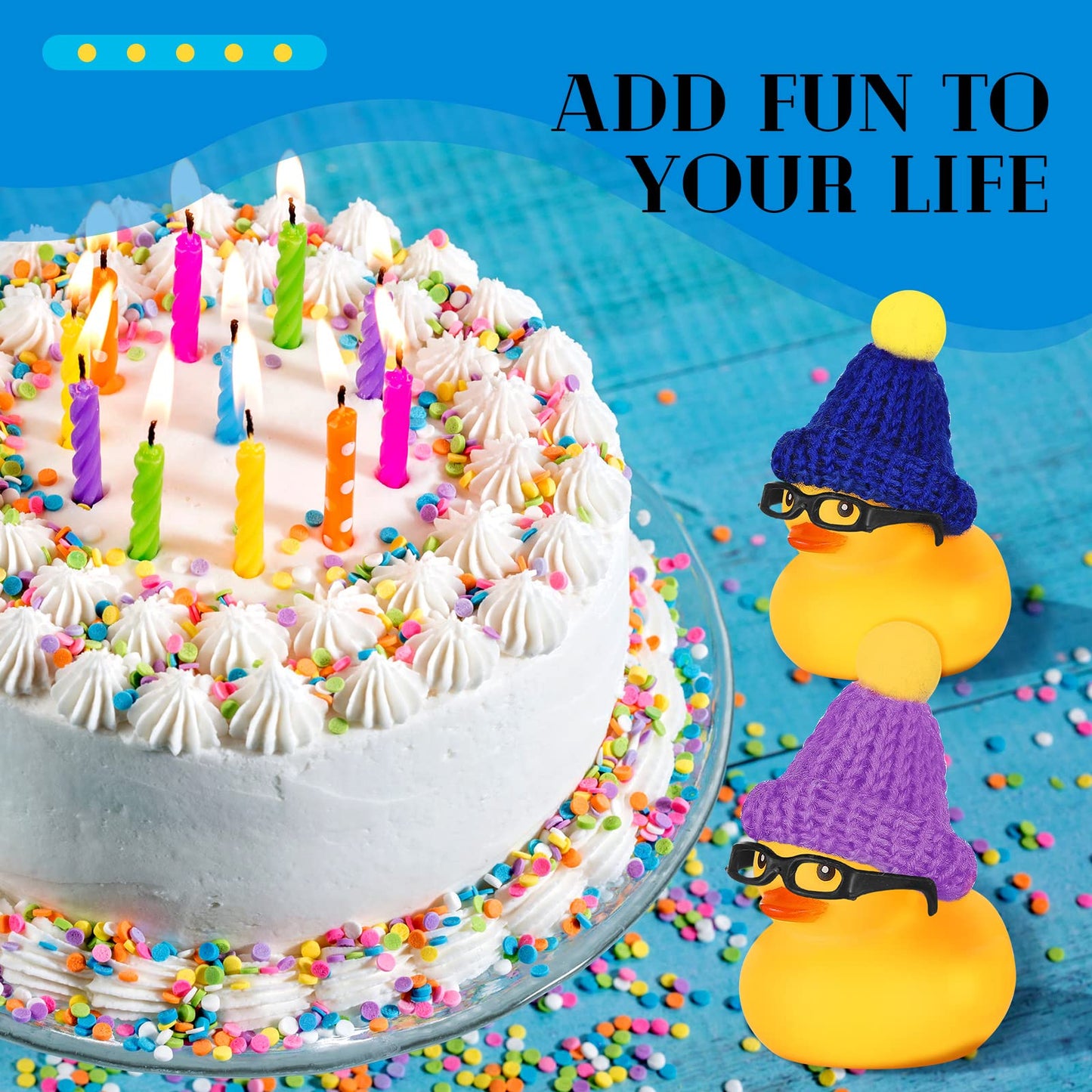 Chivao 12 Pcs Mini Rubber Ducks With Sunglasses/ Glasses And Hats/ Necklace, Cruise Rubber Ducks In Bulk Valentine'S Day Gift Small Duck Bathtub Toy For Hiding Party Favor(Yellow, Funny Style)