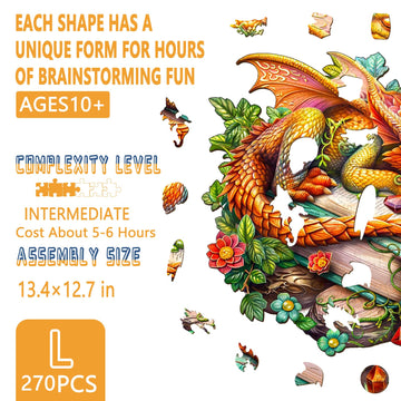 Wooden Puzzles for mature-themeds - Sleeping Dragon Wooden Puzzle Unique Shape Wooden Jigsaw Puzzles for mature-themeds Wood Puzzles mature-themed Perfect for Birthday Gift Family Puzzle 270 Piece 13.4 x 12.7in Large