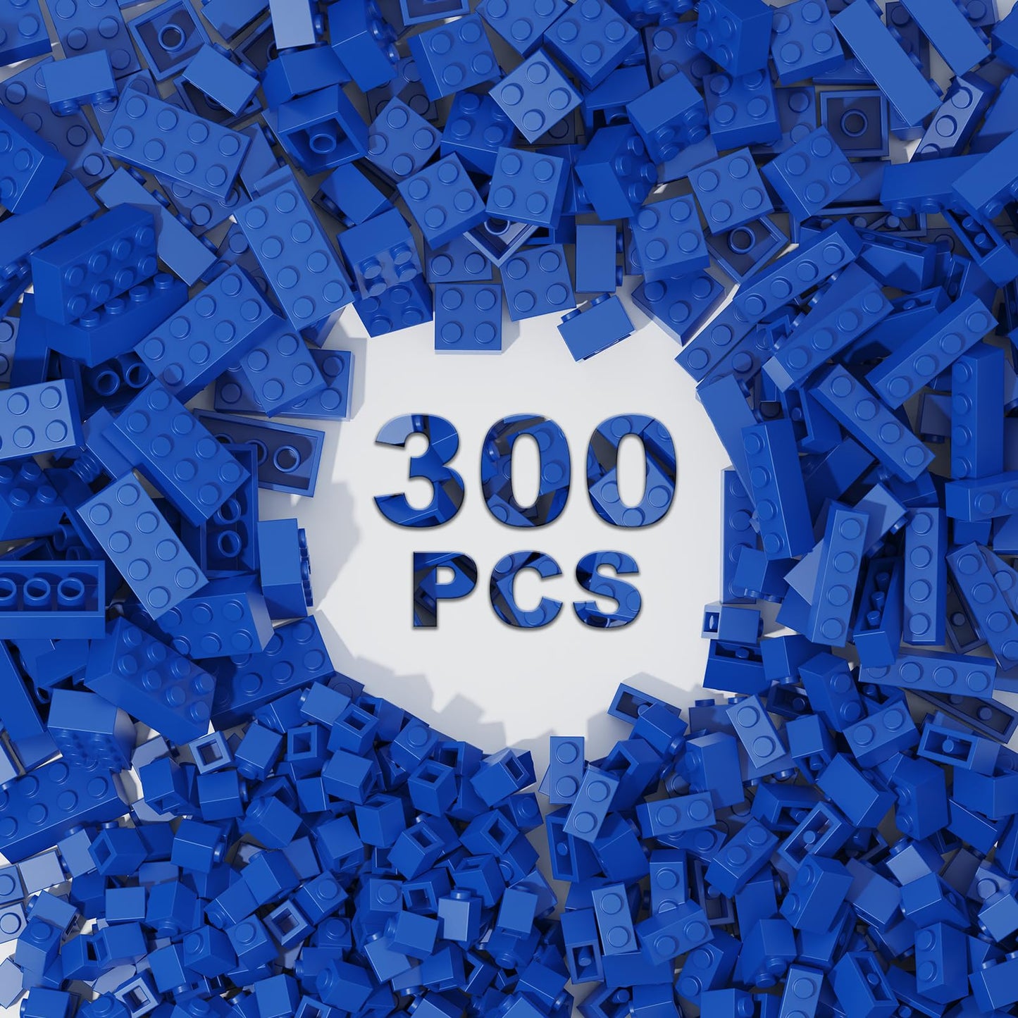 Webrick 300 Pcs Classic Building Bricks, Blue Bulk Bricks,Compatible With Lego And Major Brands Parts And Pieces, Creative Build