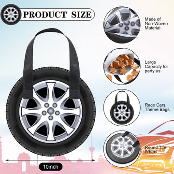 Silkfly 48 Pcs Racing Car Party Non Woven Tote Bags Race Car Wheel Bags with Handles Race Car Party Supplies for Candy Gifts Goo
