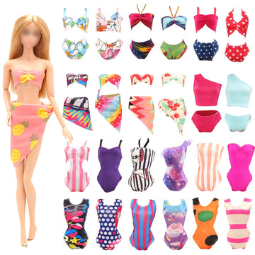 BARWA 5 Sets Doll Swimwear, Multi-Color Nylon Bikini and Beach Clothes with Shoes for 11.5 Inch Dolls