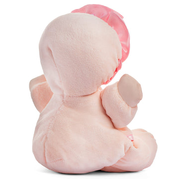 Genius Baby Toys Classic My First So-Soft Baby Girl Doll Lovey, Pink Dress With Brown Hair, 11''