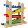 Play22 Wooden Car Ramps Race Track - 4 Level Toy Set with 4 Cars, 11x11x3.75 Inches, Ideal for Toddlers, Gift for Boys and Girls