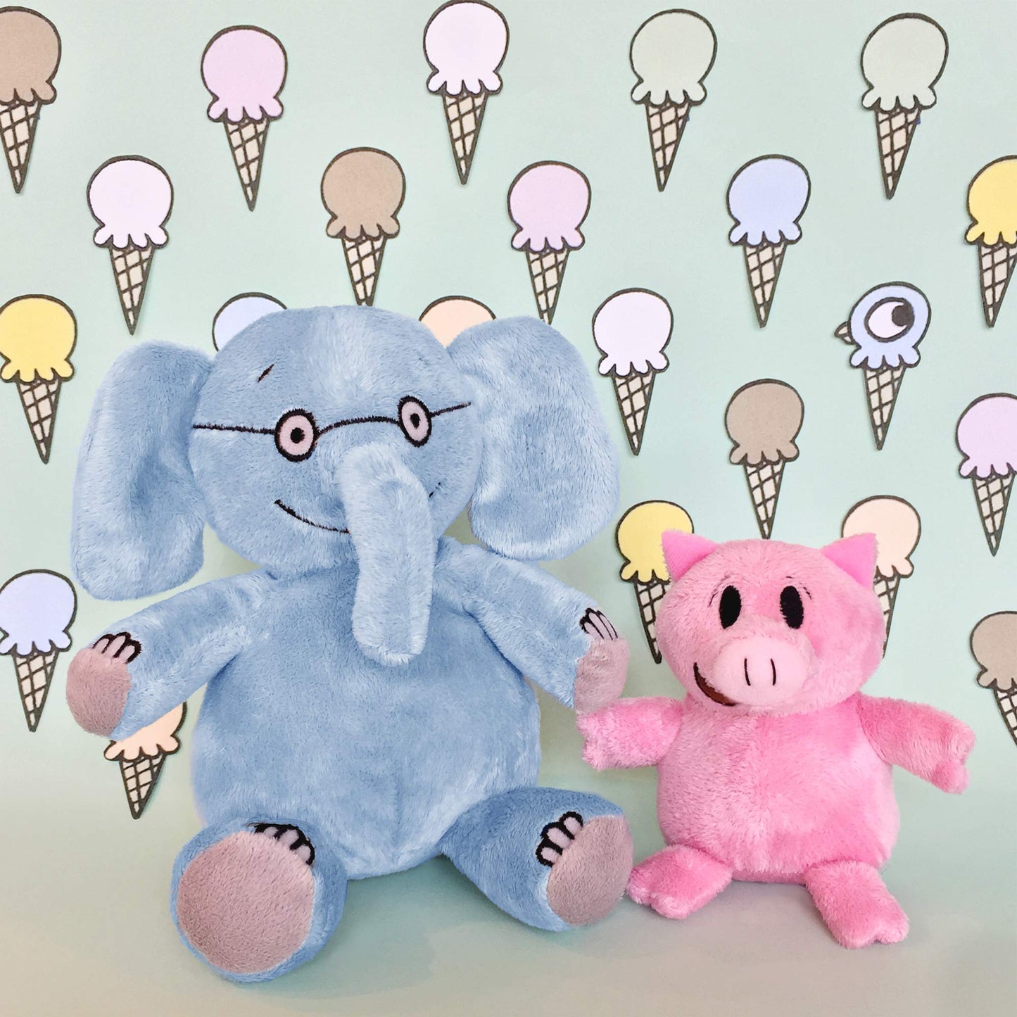 YOTTOY Mo Willems Elephant & Piggie Plush Toys - Soft Stuffed Animals, 7” & 5” Sitting, Perfect Gift for Kids