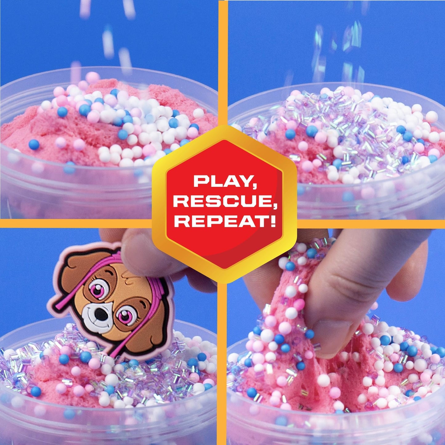 Paw Patrol Slimygloop Mix'Ems, 2.5 Oz Bubblegum Cloud Slime, Fun Mix-Ins, Rubber Skye Paw Patrol Charm, Paw Patrol Toys, 3 Year Old Boy Toys, Fidget Toy, Super Soft Non-Sticky Stress Relief Toy
