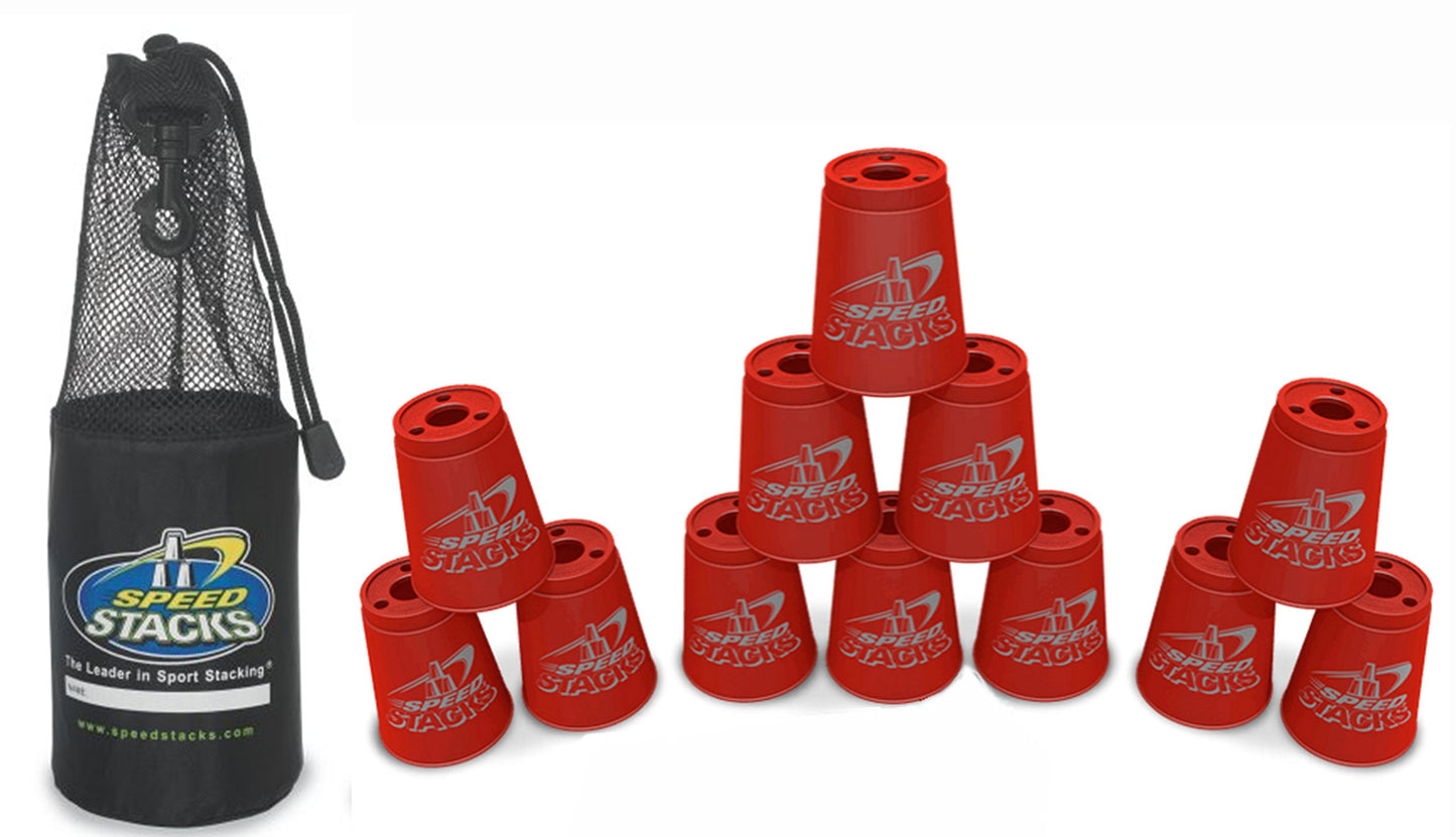 Speed Stacks Set of 12 Red Competition Cups with Carrying Bag - 4" Durable Plastic