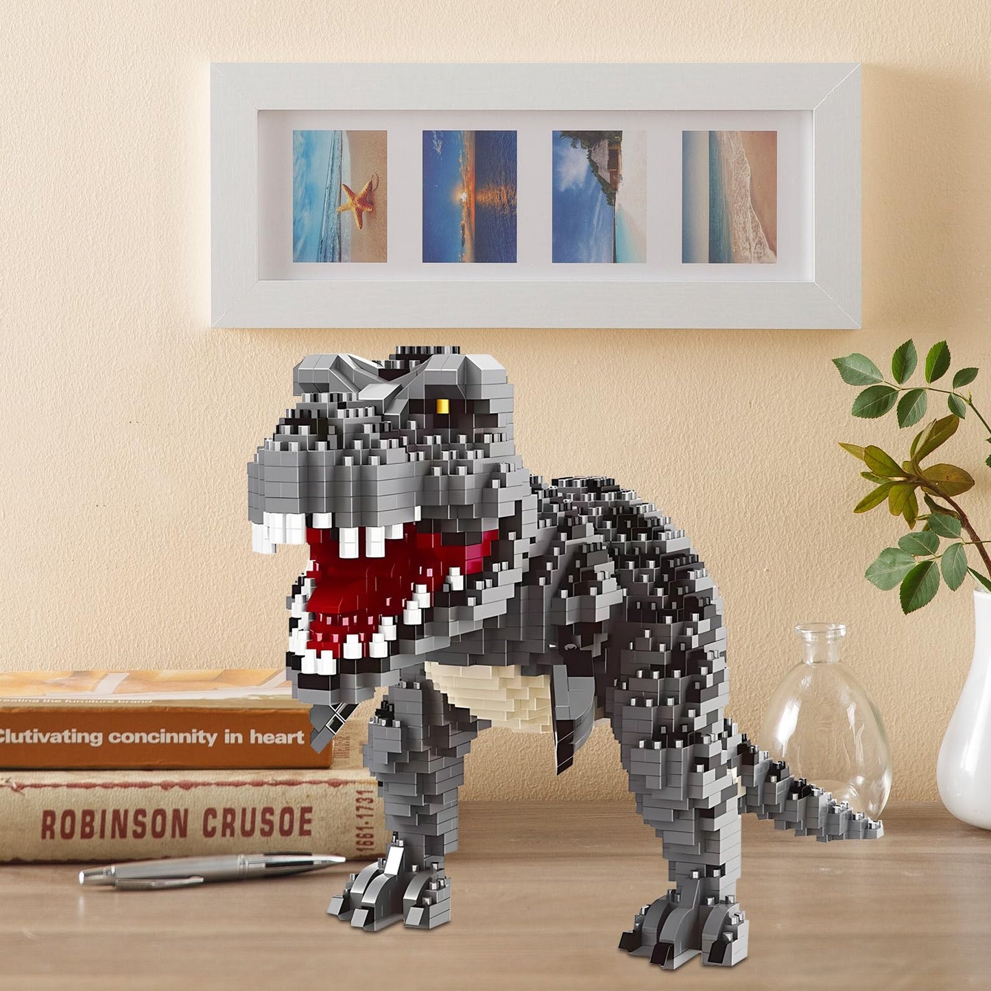 Csnrhg Dinosaur Tyrannosaurus Rex Model Decor Micro Mini Blocks Velociraptor Building Blocks Toy Birthday For Age 6+ Children Ad