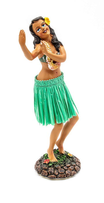 KC Hawaii Hawaiian Dashboard Doll - Leilani Girl Dancing, 7 inches, Green, Polyresin