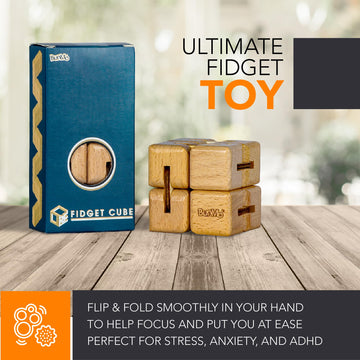 BUNMO Infinity Cube Fidget Toy - Beech Wood, 1 Pack - Perfect Easter Basket Stuffer for Teens and Boys, Travel Toy, Model BUNMO-Wooden-Fidget-Cube