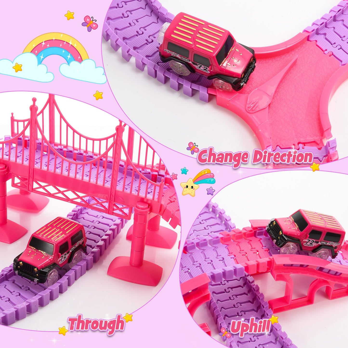 WethCorp Princess Toys: 258pcs Toys for 3 4 5 6 Year Old Girls Kids Car Track Toy Set with Doll Caslte Barbi Car 4 Year Old Girl