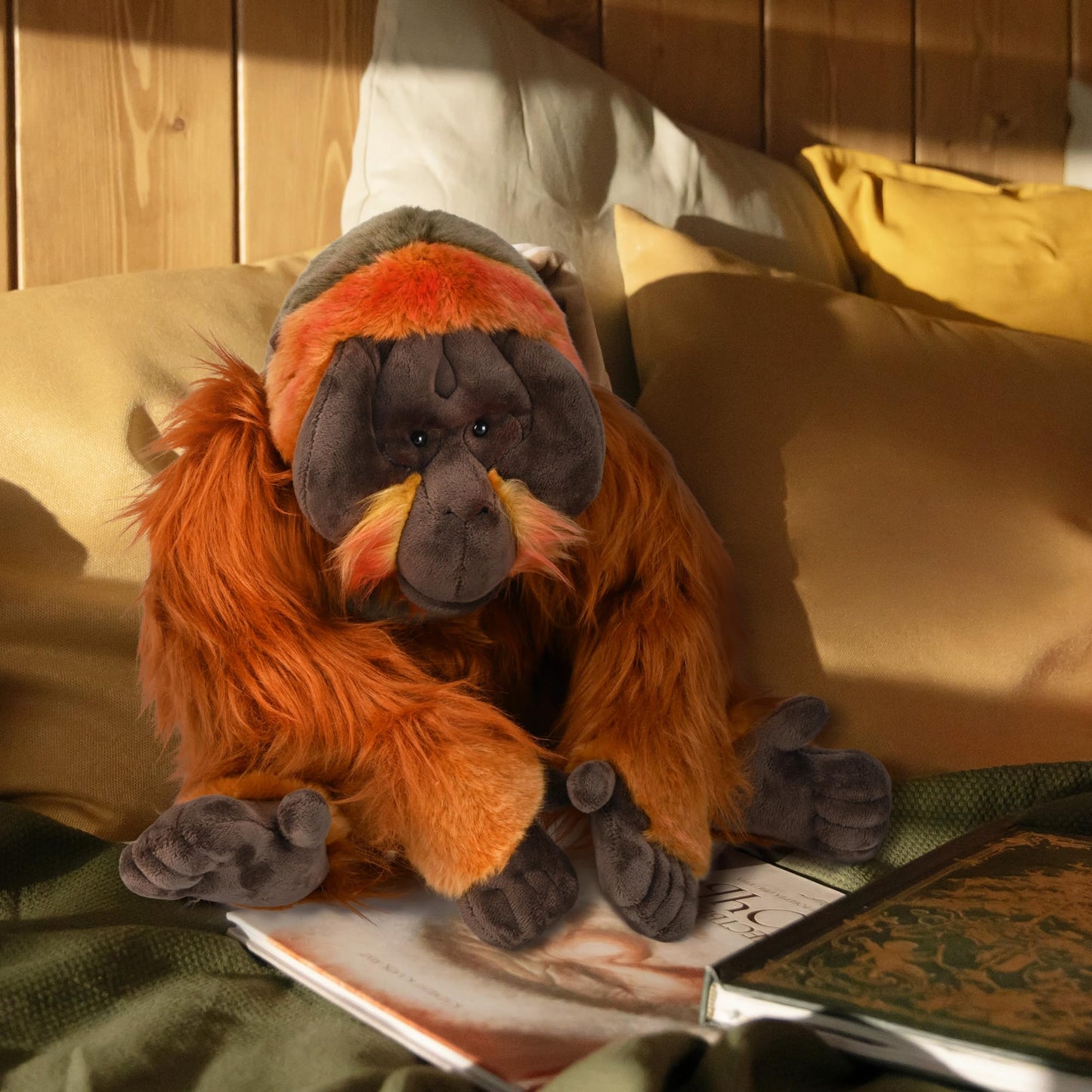 TCHTLK 20 Realistic Orangutan Stuffed Animal, Cute Plush Chimpanzee Toy, Large Red Ape Gift for Kids