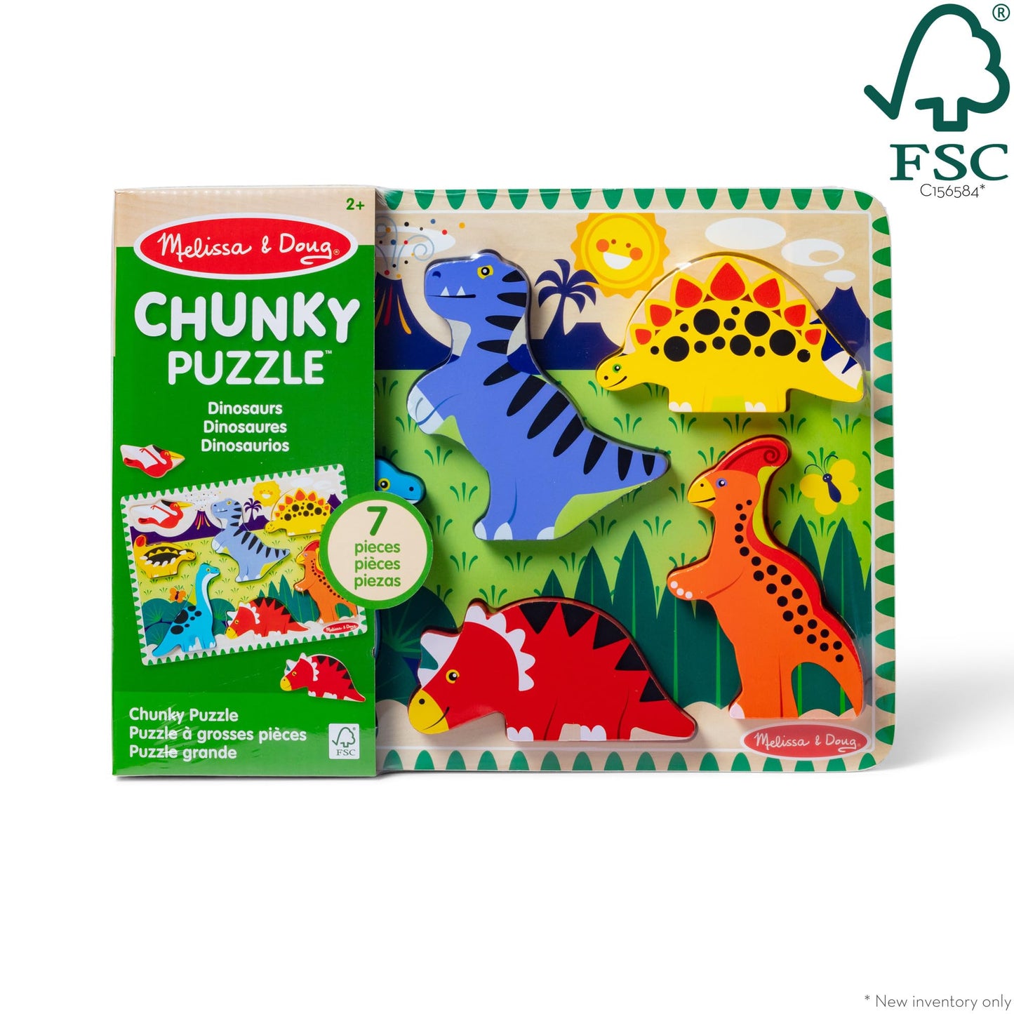 Melissa & Doug Dinosaur Wooden Chunky Puzzle (7 Pcs)
