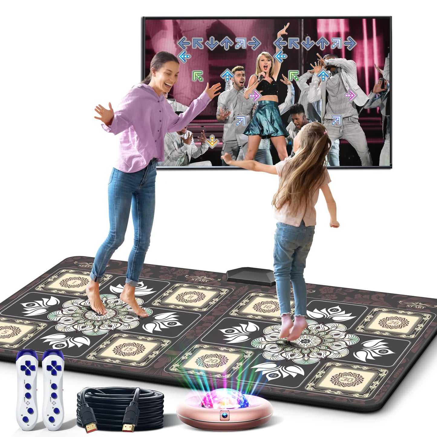 Haphom Tik-Tok Dance Mat Game For Tv, Christmas Colors Wireless Plug And Play Wrinkle-Free & Non-Slip Electronic Dance Mats, Exercise Dance Pad With Camera For Kids And Adults, Boys & Girls Gifts Toy