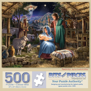 Bits And Pieces - 1000 Piece Jigsaw Puzzles For Adults - 1000 Pc 'Nativity' Christian Christmas Puzzle By Liz Goodrick-Dillon - 20' X 27' (500 Piece Nativity Puzzle)