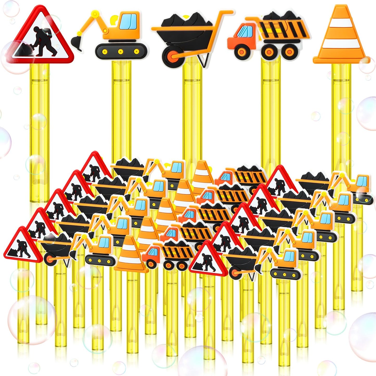 30 Pcs Bubbles Party Favors Mini Bubble Wands Tube Bulk Theme Maker Goodie Bags Stuffer Prizes Birthday Gift For Solution(Constr