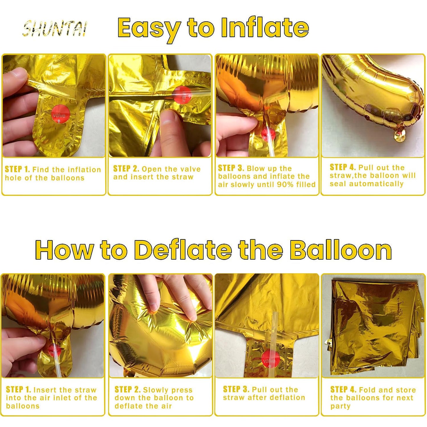 SHUNTAI 51st Birthday Decorations - Gold Jumbo Number Balloons, 15 Foil Mylar Balloons, Happy Birthday Banner, 51 Years Old Theme