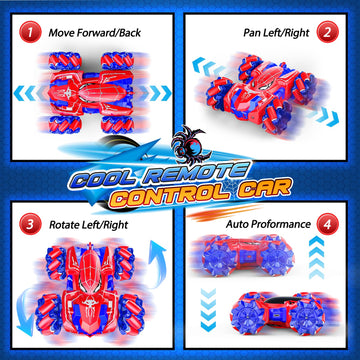 Excitobo RC Car Toys for 3-12 Year Old Boys Girls,Double Sided Remote Control Car 360 Rotating 2.4GHz Fast Stunt RC Car Toys for