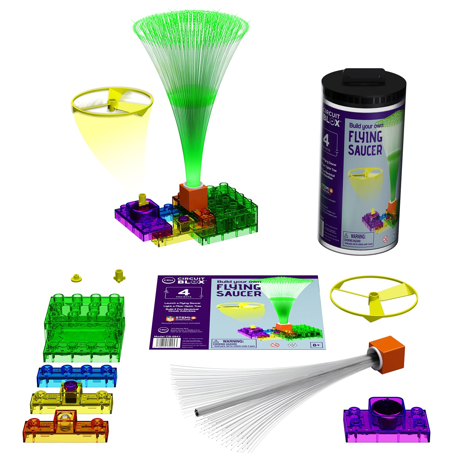 E-Blox Circuit Blox Builder - 4 Projects Circuit Board Building Blocks Toys Set For Kids Ages 8+