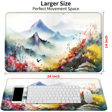 MTG & TCG Playmat, 24'' x 14'' Game Mat for Table, Perfect for Card Games, Watercolor Mountains Flowers