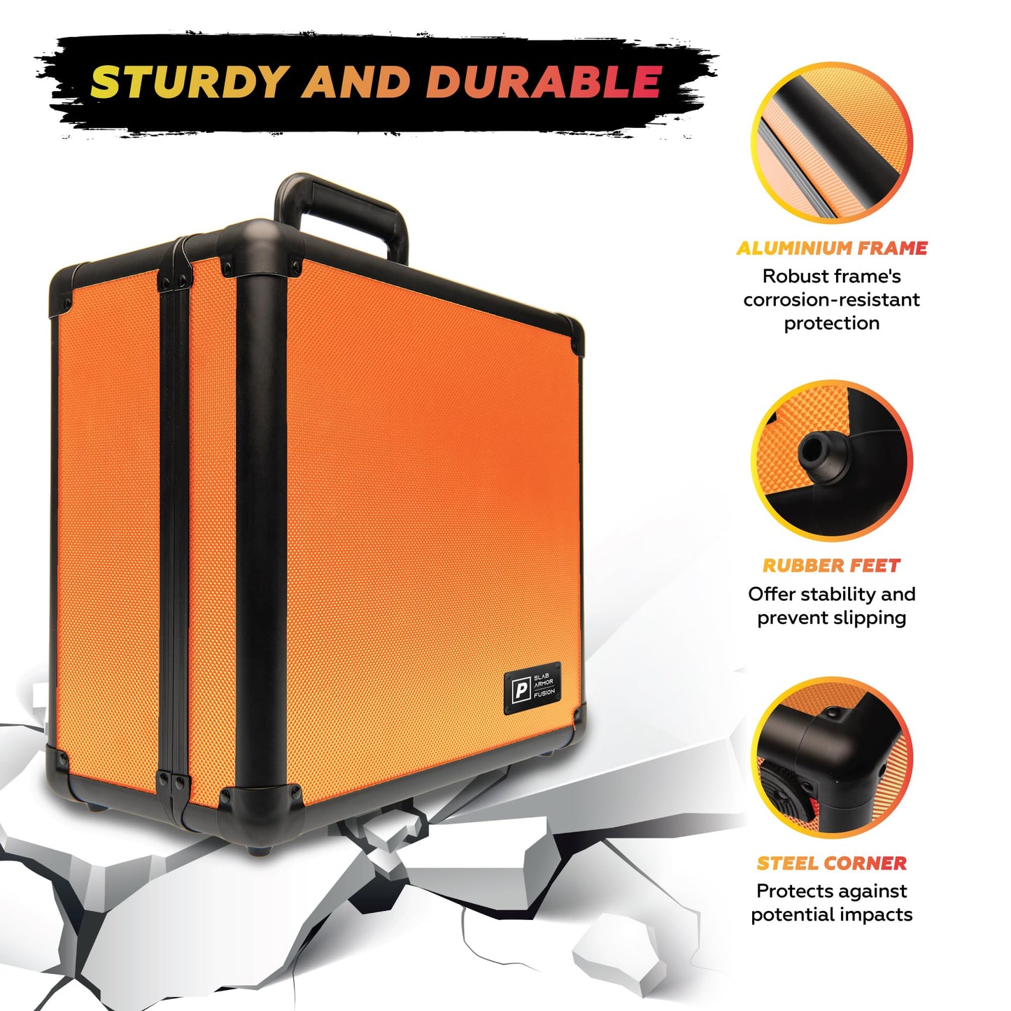 Panopply SLAB protective covering FUSION 120+ 3 Row Psa Graded Card Storage Box Graded Card Case Psa Slab Case for Graded Cards Psa Card Case Baseball Card Cases for Sports Cards Storage (ORANGE)