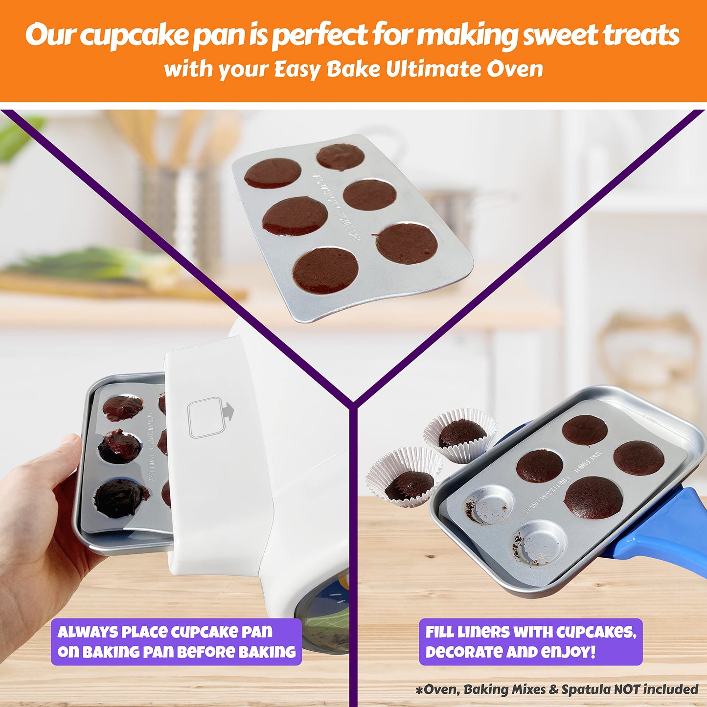 Kids' Complete Oven Pan Set Compatible With Easy Bake Ultimate Oven | Accessories For Cooking Easy Bake Oven Mixes | Includes Cupcake Pan, Circle, Heart & Rectangular Bake Pan & (75) Cupcake Liners