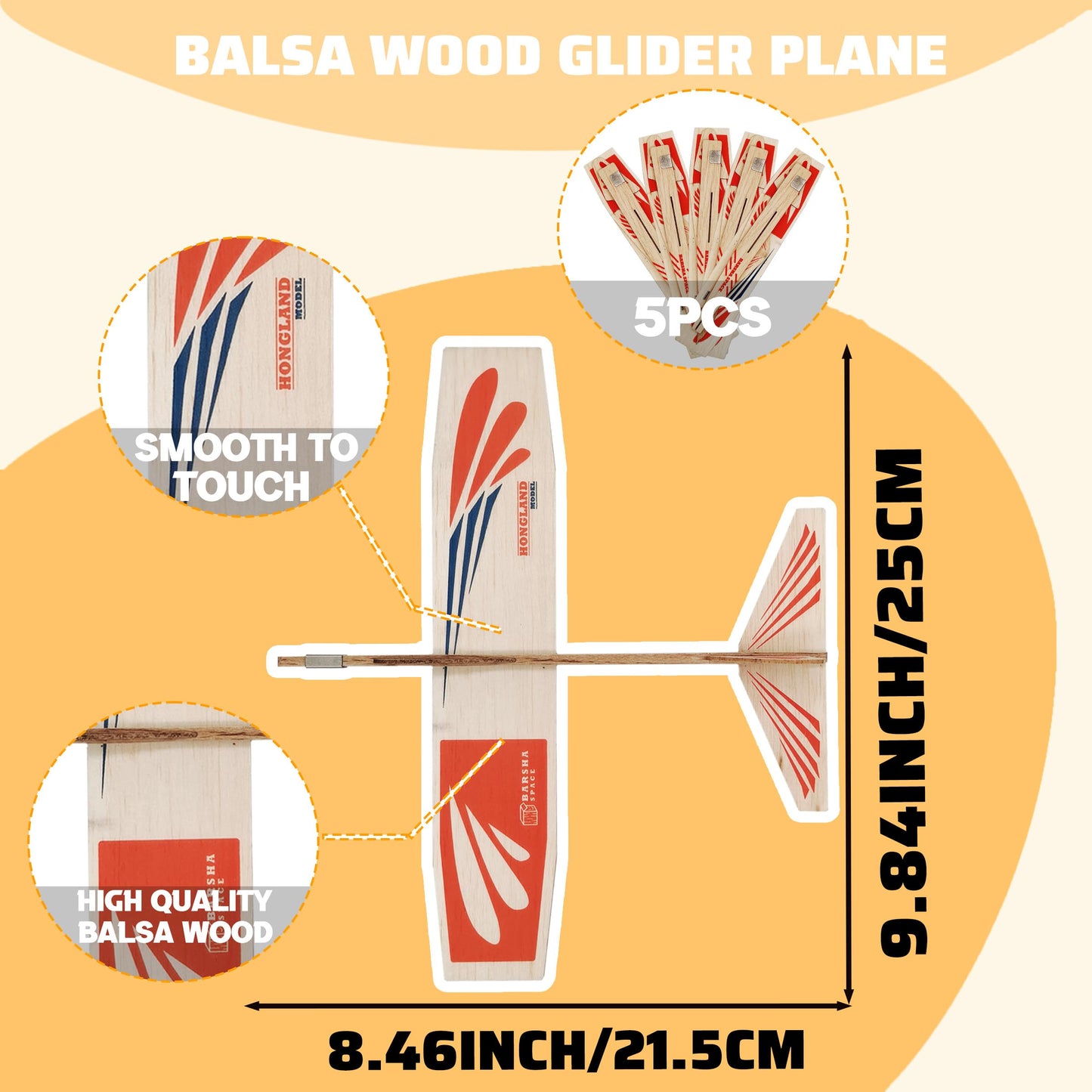 Set Of 5 Balsa Wood Airplane Gliders For Kids,Balsa Wood Flying Model Airplane Kits Plane Party Favors,Balsa Flying Toys Airplan