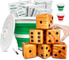 SWOOC Games - Yardzee, Farkle & 20+ Games - Light-Weight Yard Dice Game Set (All Weather) with Collapsible Bucket, 5 Big Laminat