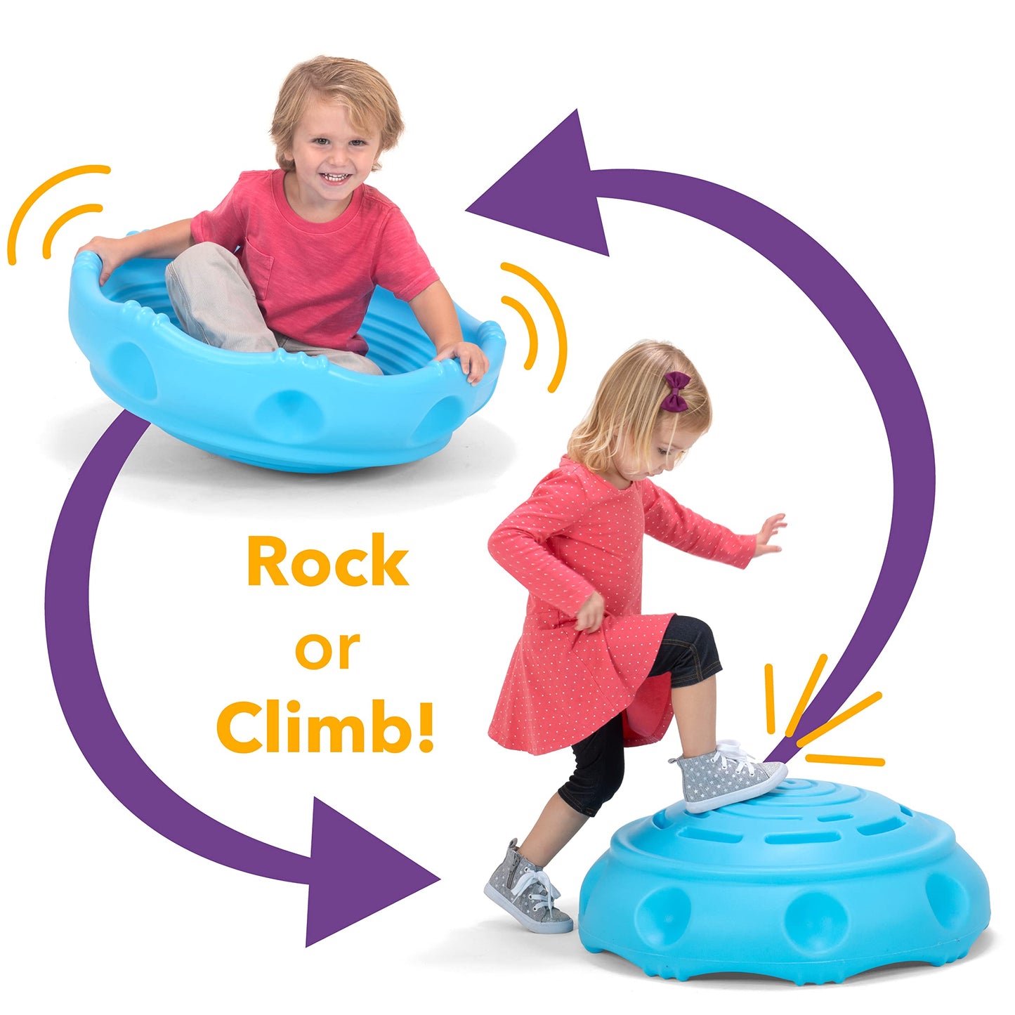Simplay3 Two Sided Rock Around Wobble Disk And Climbing Dome For Toddlers And Kids - Rocking And Climbing - Indoor/Outdoor - Blue, Made In Usa