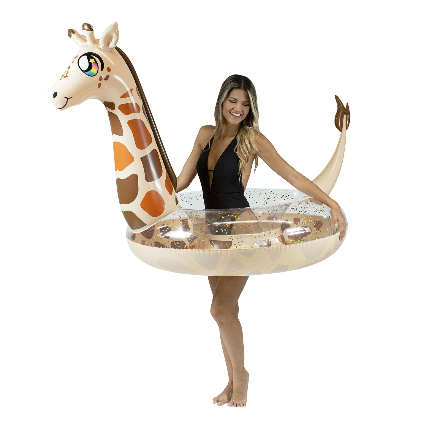 Poolcandy Jumbo 48'' Giraffe Pool Tube, Stylish, Ultra Durable, Easy-Inflate Pvc Pool Tube, Great For Pool, Beach, Lake, River,