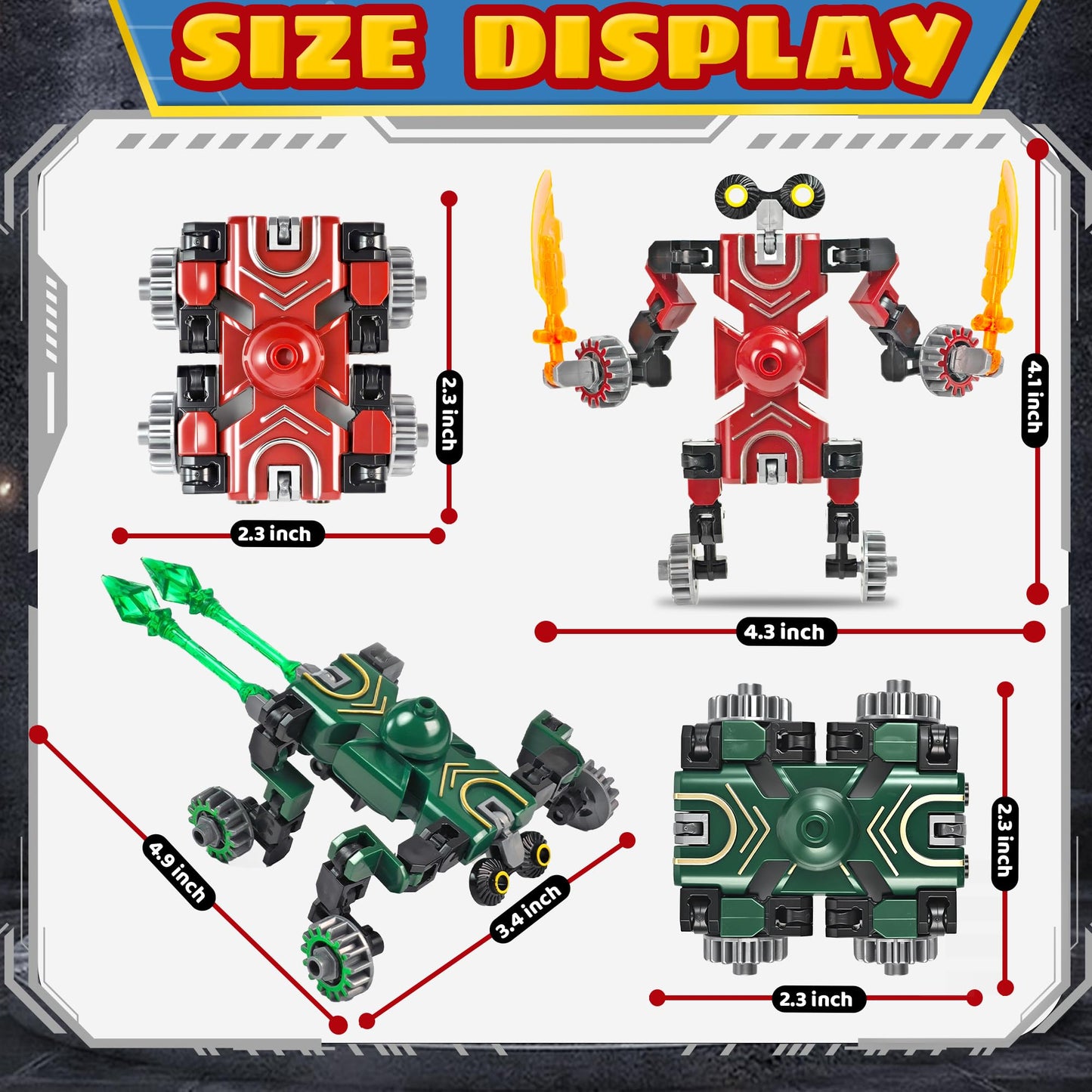 Transformable Robot Fidget Spinner Toys for Kids Boy 4PCS Autism Sensory Toy Quiet Figette Classroom ADHD Autistic Small Cool Toys Stress Anxiety Relief Air Travel Car Activities Gifts for mature-themed