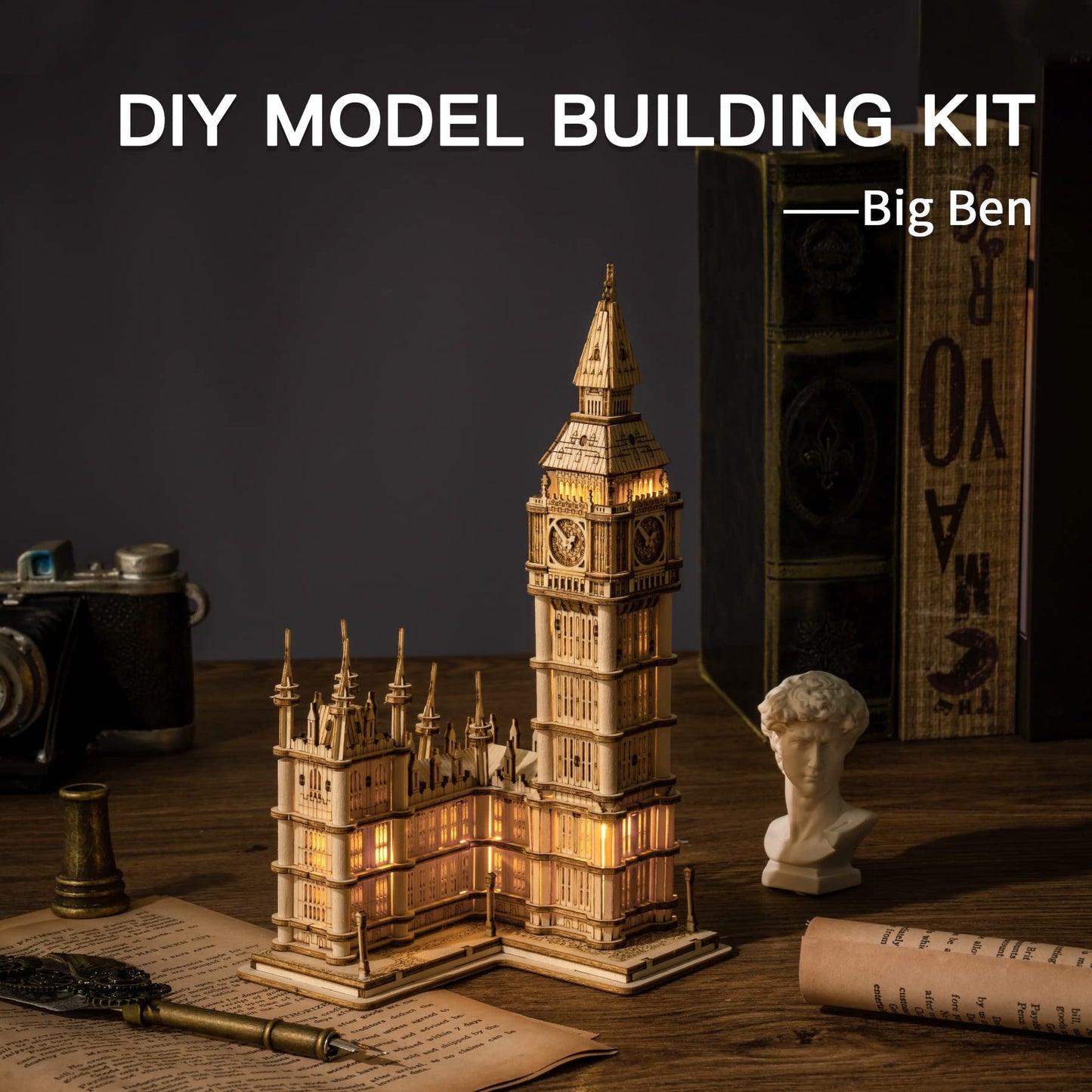 Robotime 3D Puzzle For Adults Wooden Craft Kits For Teens Diy Construction Model Kit With Led Light To Build Educational Big Ben