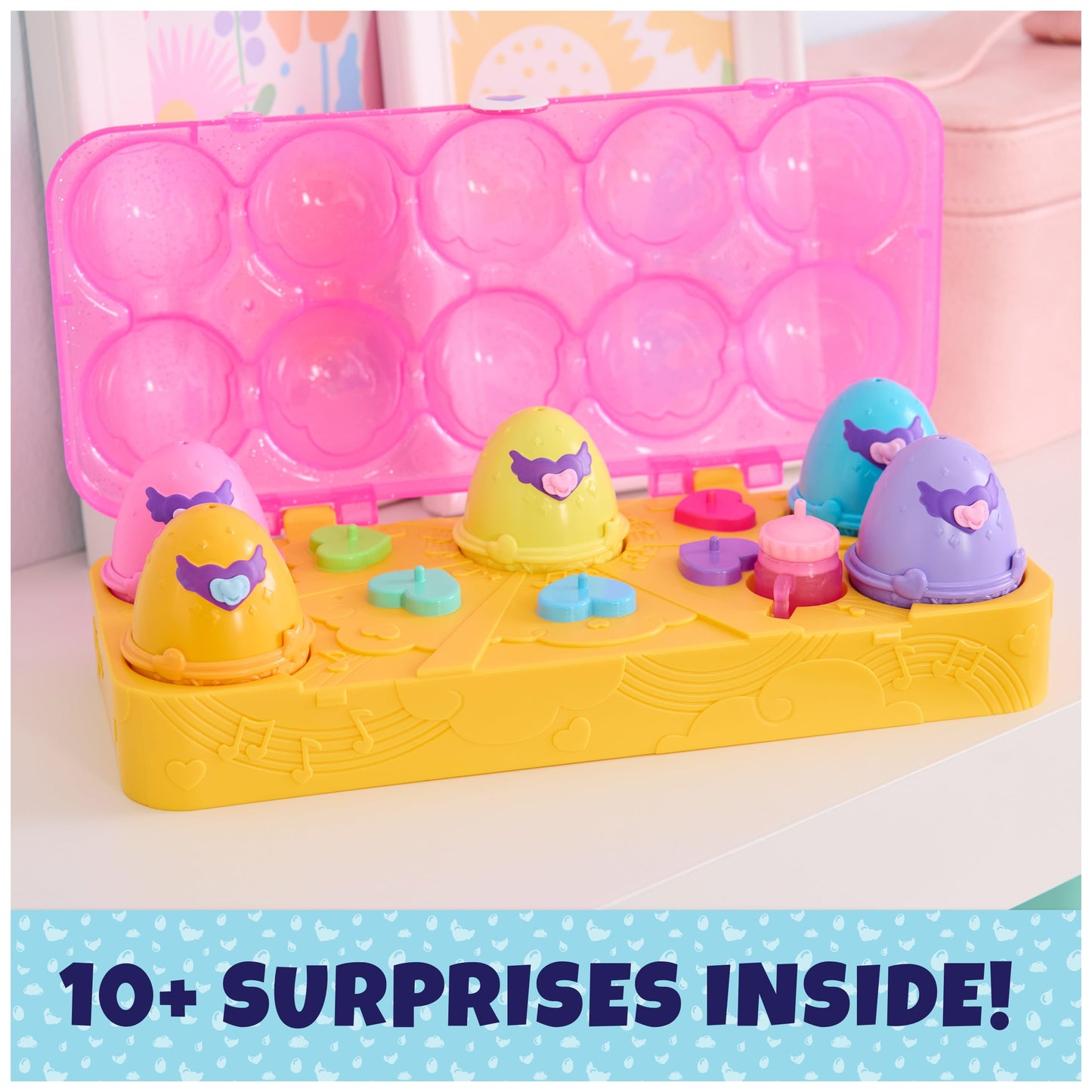 Hatchimals Alive, Pink & Yellow Egg Carton Toy With 6 Mini Figures In Self-Hatching Eggs, 11 Accessories, Kids Toys For Girls And Boys Ages 3 And Up