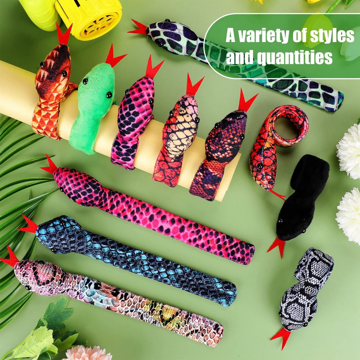 Lewtemi 30 Pieces Slap Bracelet Snake Snap Bracelets Party Snaps Animal Slap Bracelets Halloween Snap Bracelets Slap Bracelets f