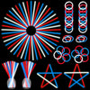 ILHSTY 150 Pcs 8 Red Blue White Glow Sticks Glow Necklaces In The Dark Party Favors Supplies Bright GlowSticks Bulk with Acces
