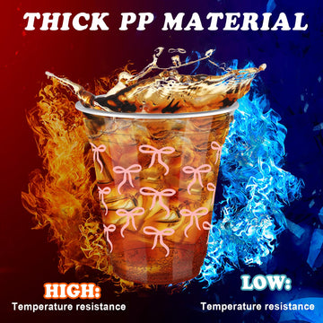 Yuxung 50 Pcs Pink Bow Snack Cups 12 oz Bow Plastic Cups Lovely Bowknot Tumbler for Birthday Wedding Party Supplies