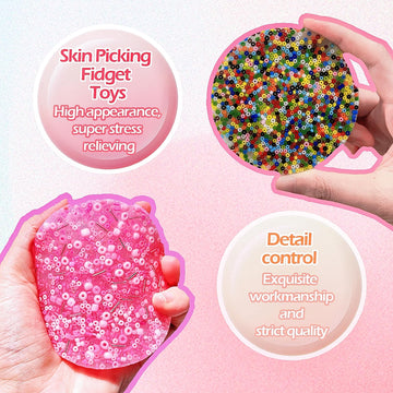 3pcs Non-Sticky Skin Picking Fidget Toys, Silicone Picking Sensory Pick Fidget Pad, Skin Picking Pocket Pads to Pick Dig and Pee