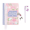 Three Cheers For Girls - Cottagecore Floral Locking Journal - Kids Diary With Lock For Girls - Floral Themed Girls Diary With Lock And Key & Glitter Charm Pen - Kids Diary For Girls Ages 6-8-10-12-14
