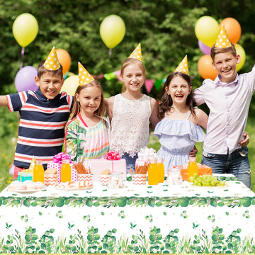 4 Pack Sage Green Eucalyptus Leaf Tablecover Sage Greenery Tablecloth Plastic Green Leaves Rectangular Greenery Table Cloths For