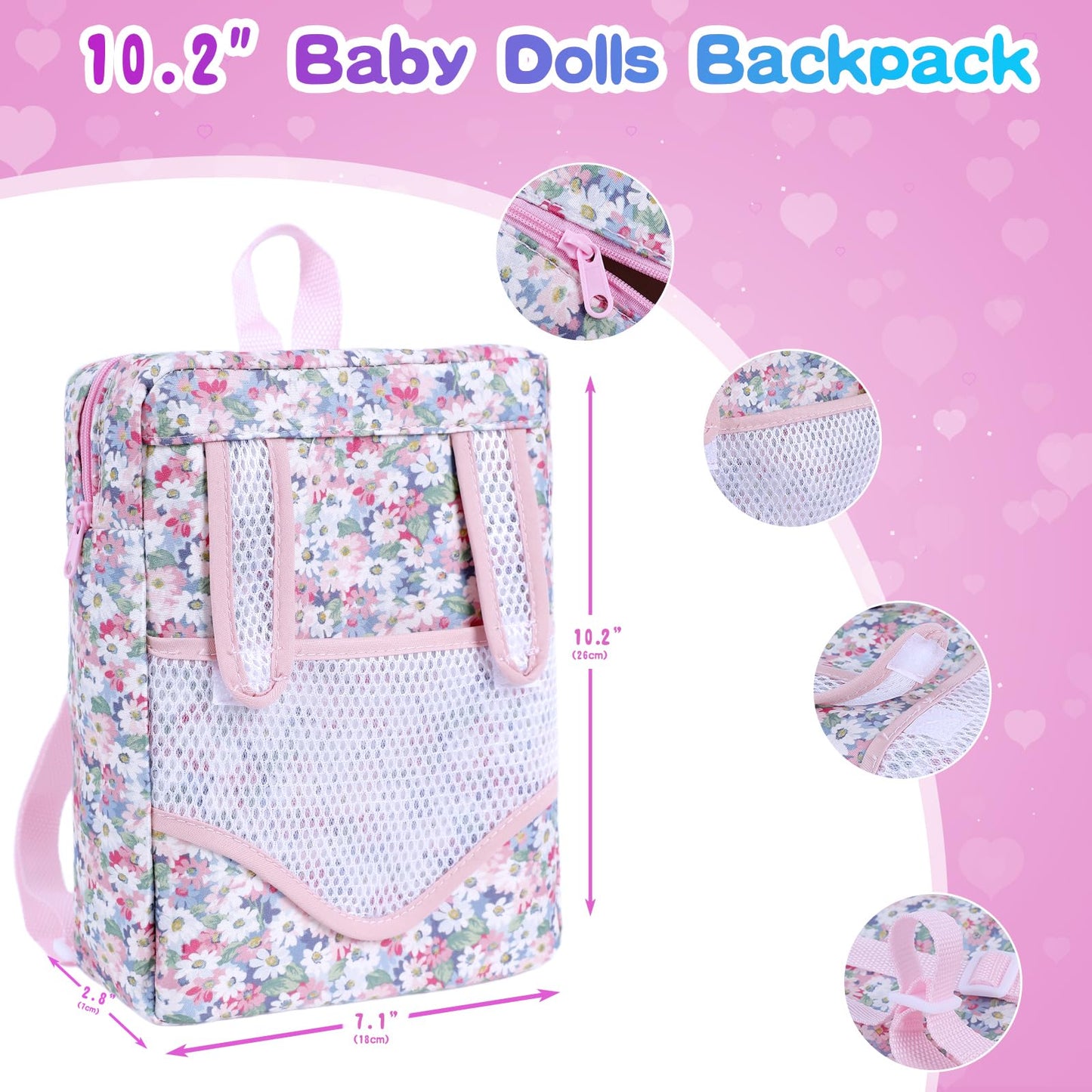 Bddoll 12 Inch Baby Doll Backpack Playset With Dolls Clothes And Accessories Included Backpack, Washcloth, Bottles, Nipple,Socks, Hats