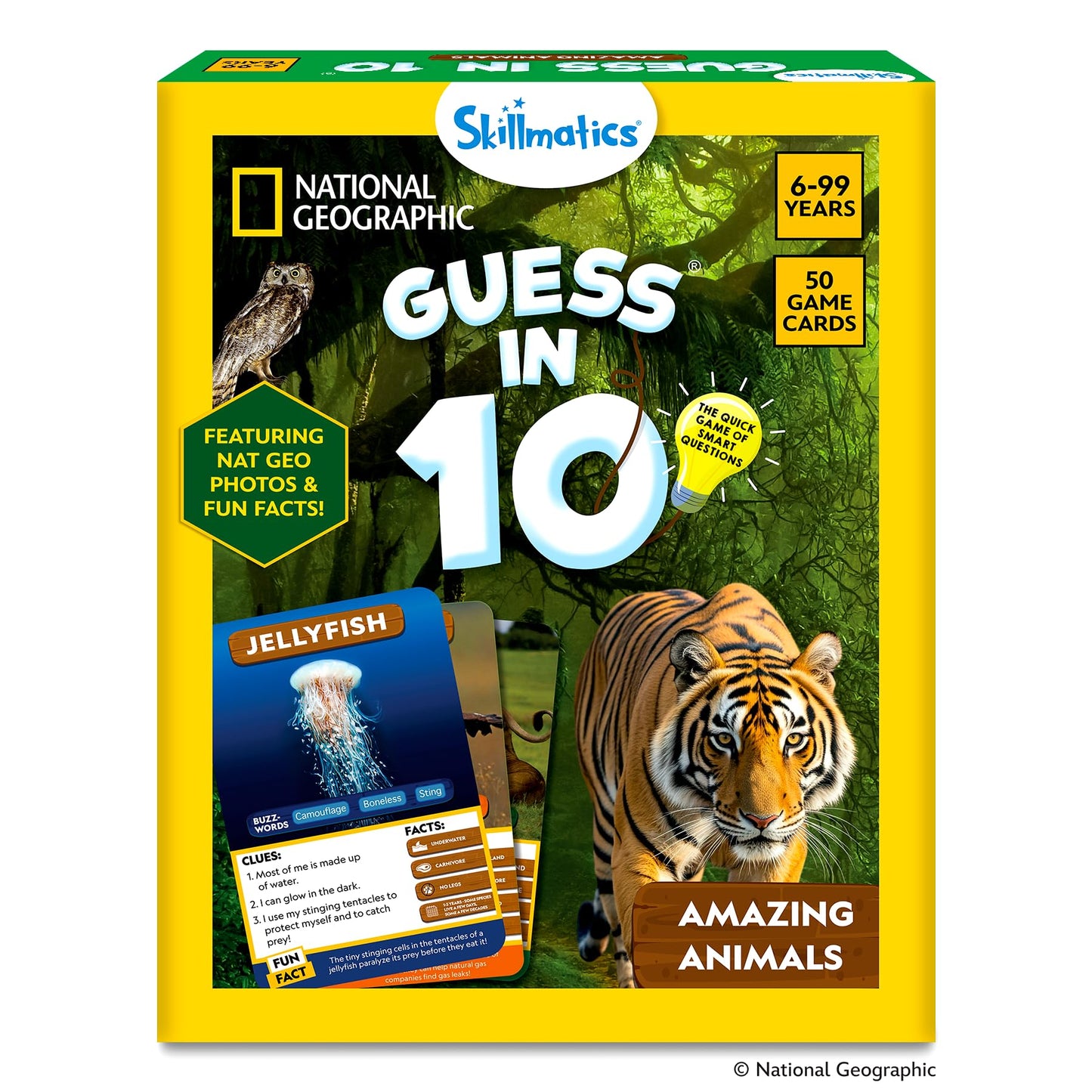 Skillmatics Guess in 10 National Geographic Animals, Educational Card Game for Kids & Families, Animal Trivia & Travel Game, Scr