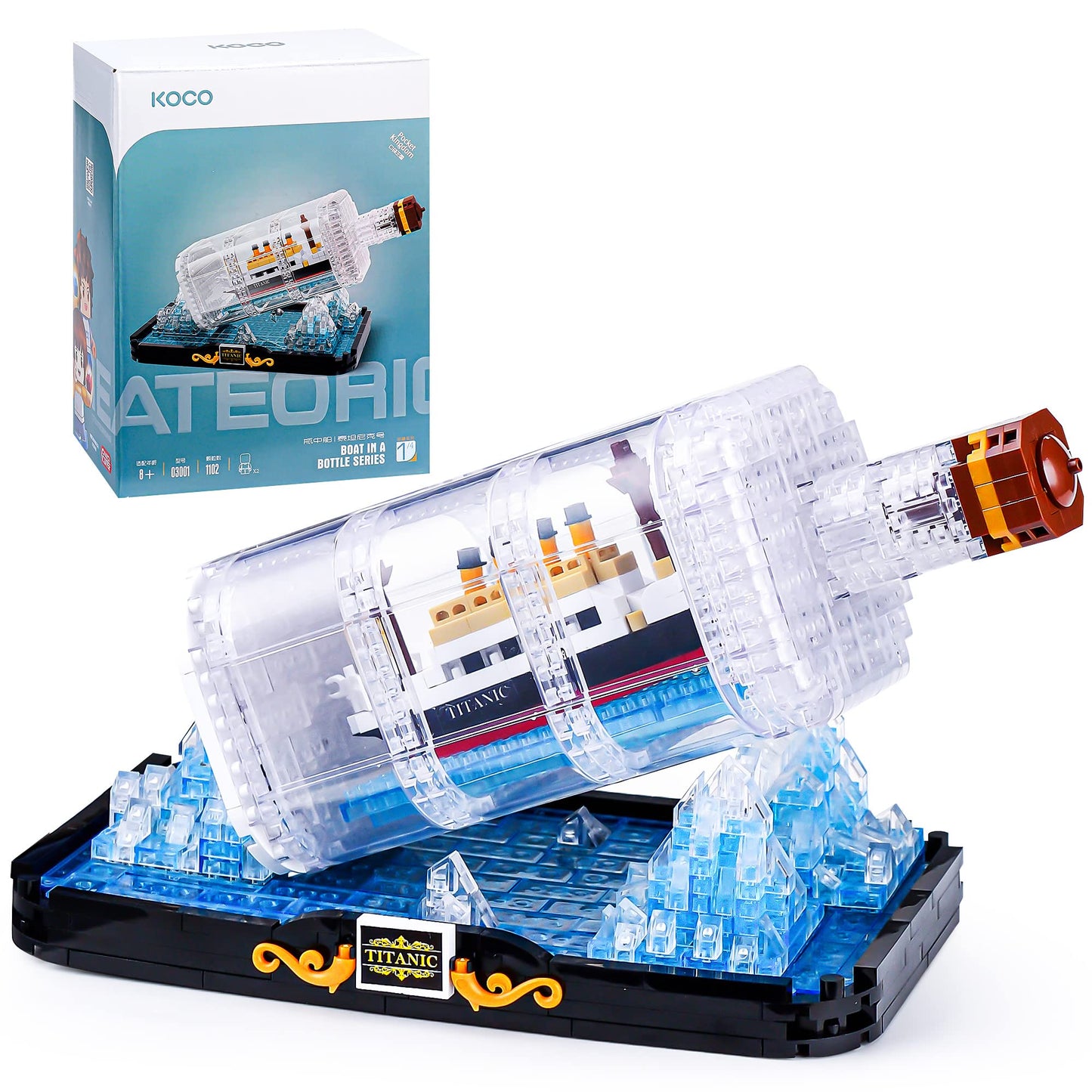 Vziimo Titanic Ship In A Bottle Micro Mini Building Set, Titanic Toys Model Collectible Display Sets, Building Kits For Adults Kids Teens Age 14+ Gift (1102 Pcs)