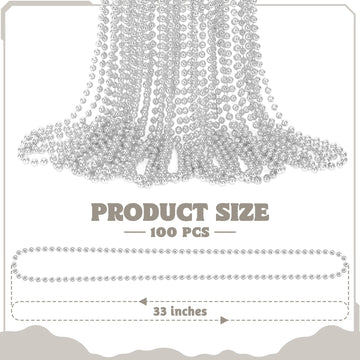 100 Pcs Mardi Gras Beads Bulk, 33'' Round Xmas Beaded Necklaces, Metallic Christmas Beads, Parade Throw Accessories Set For Fest