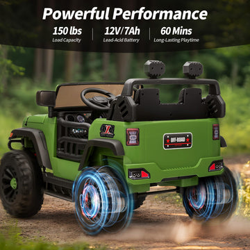 Outfunny 2-Seater Ride On Truck Toy, 12V Electric Truck Car For Kids Boys Age 4-8 W/Remote Control, Bluetooth, Capacity 150Lbs -