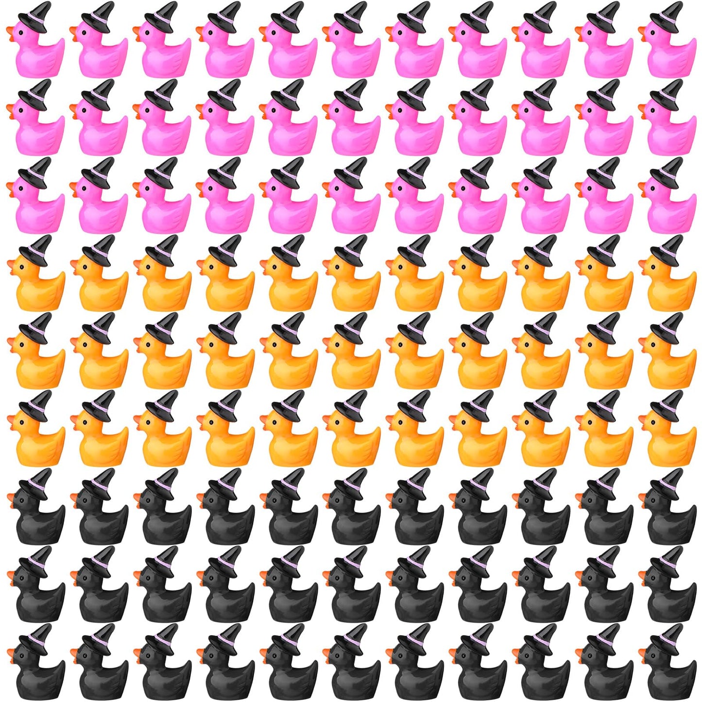 Simgoing 100 Pcs Mini Resin Duck With Hat Halloween Tiny Duck Figurines Resin Ducks Bulk Multicolor Mini Ducks Miniature For Gar