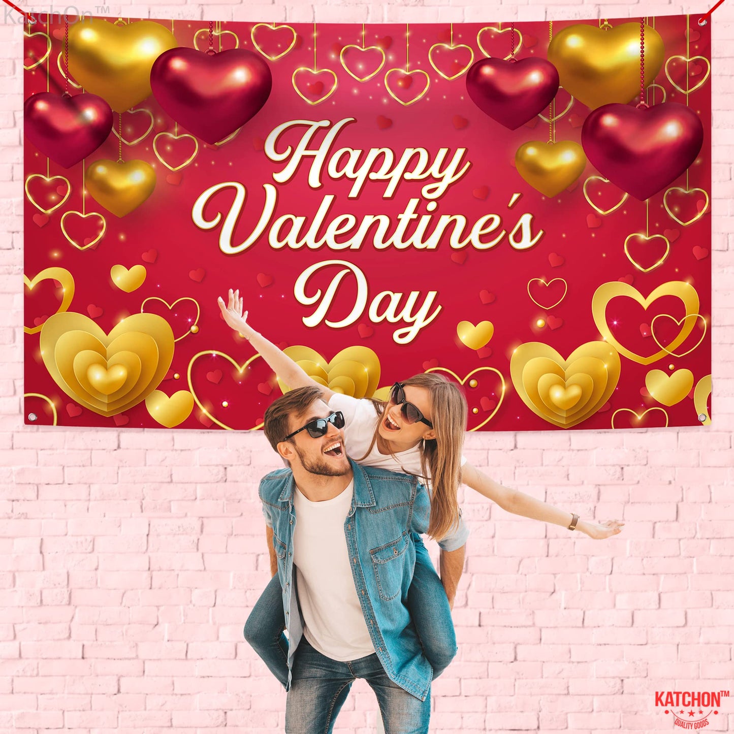 KatchOn, Happy Valentines Day Banner - XtraLarge, 72x44 Inch | Valentines Backdrop, Valentines Decor | Valentines Day Backdrop,