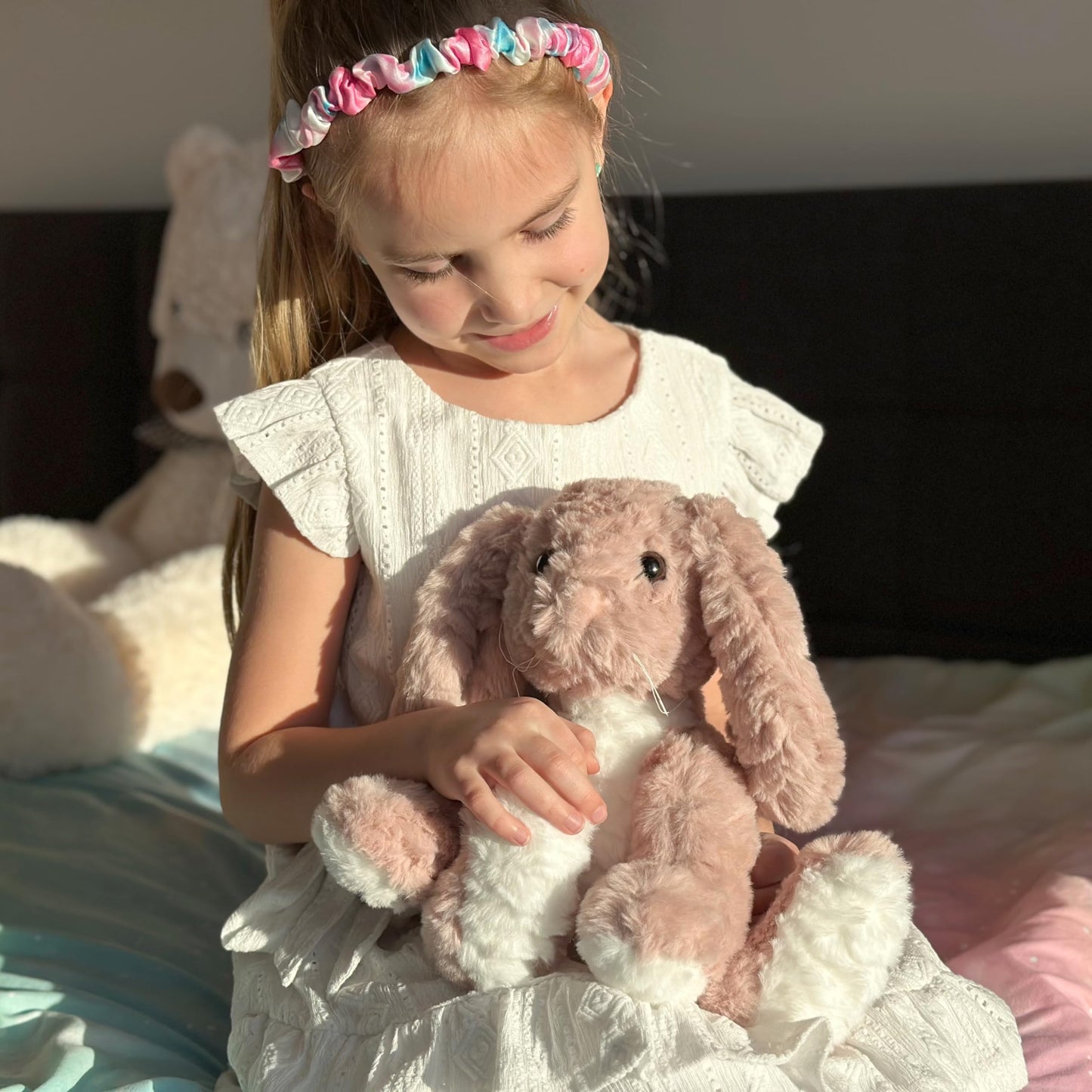 Laila And Lainey Bunny Stuffed Animal - 10.5 Inch Tall Pink Bunny Plush, Weighted Bottom For Independent Sitting, Safety Certifi